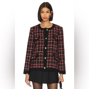 Anine Bing Black and Red Plaid Jacket